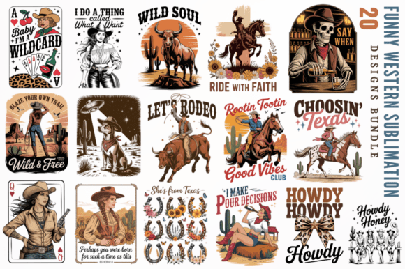 Download Funny Western Sublimation Designs Bundle - Design Collection