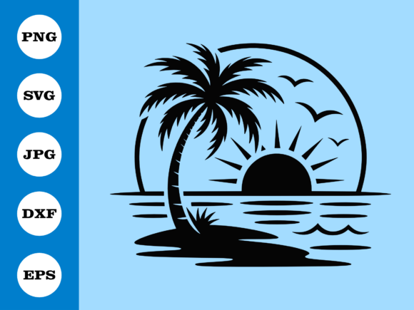 Download Tropical Sunset Beach SVG Design - Design Collection