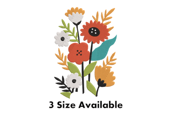 Download Colorful Wildflower Embroidery Design - Design Collection