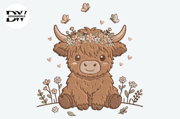 Download Cute Baby Highland Cow Embroidery Design - Design Collection