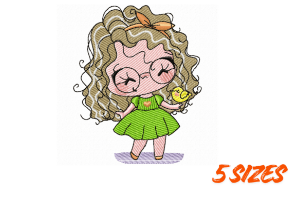 Download Curly Girl Embroidery Design Set - Design Collection