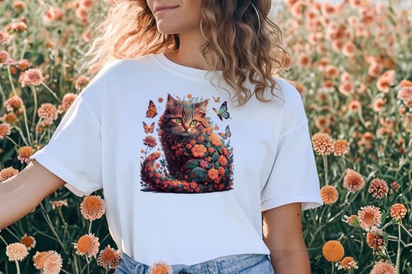 Download Floral Cat Clipart PNG Design - Design Collection