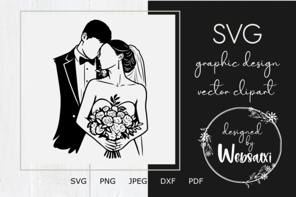 Download Bride and Groom Embrace Vector Clipart - Vector Collection