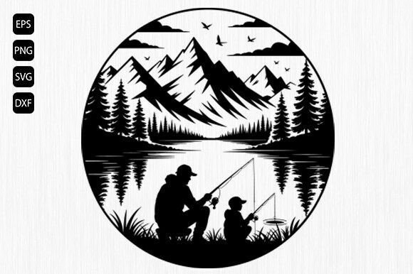 Download Father and Son Fishing Svg, Fishing Svg - Premium Resources