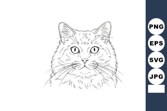 Download Cat Face Sketch Detailed Line Art Vector - Vector Collection