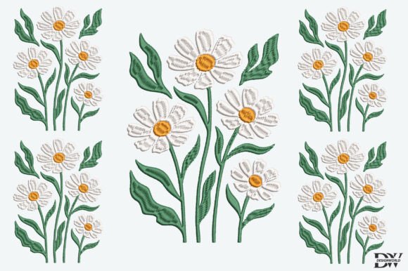 Download White Flowers Embroidery Design - Design Collection