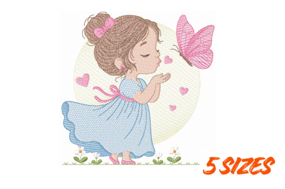 Download Butterfly Girl Embroidery Design Cute - Design Collection