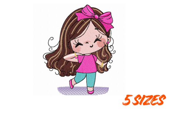 Download Cute Pink Girl Embroidery Design - Design Collection