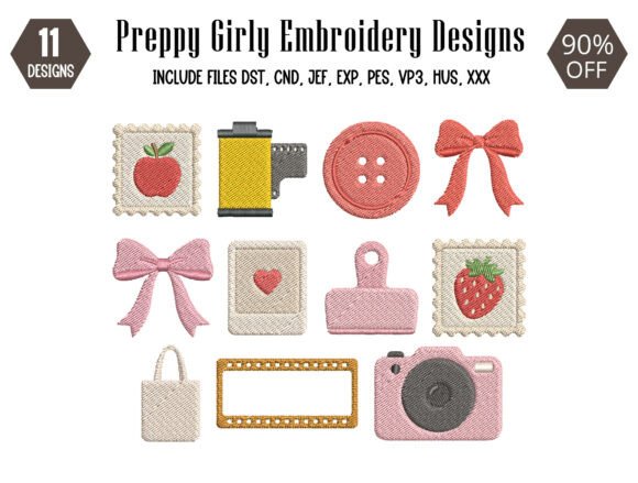 Download Preppy Girly Mini Embroidery Design - Design Collection